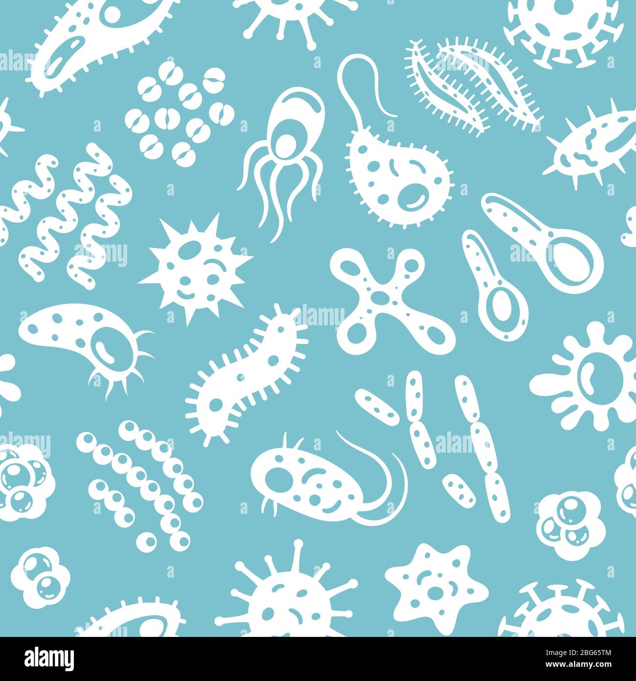 Seamless pattern with silhouettes of bacteria, viruses and germs ...