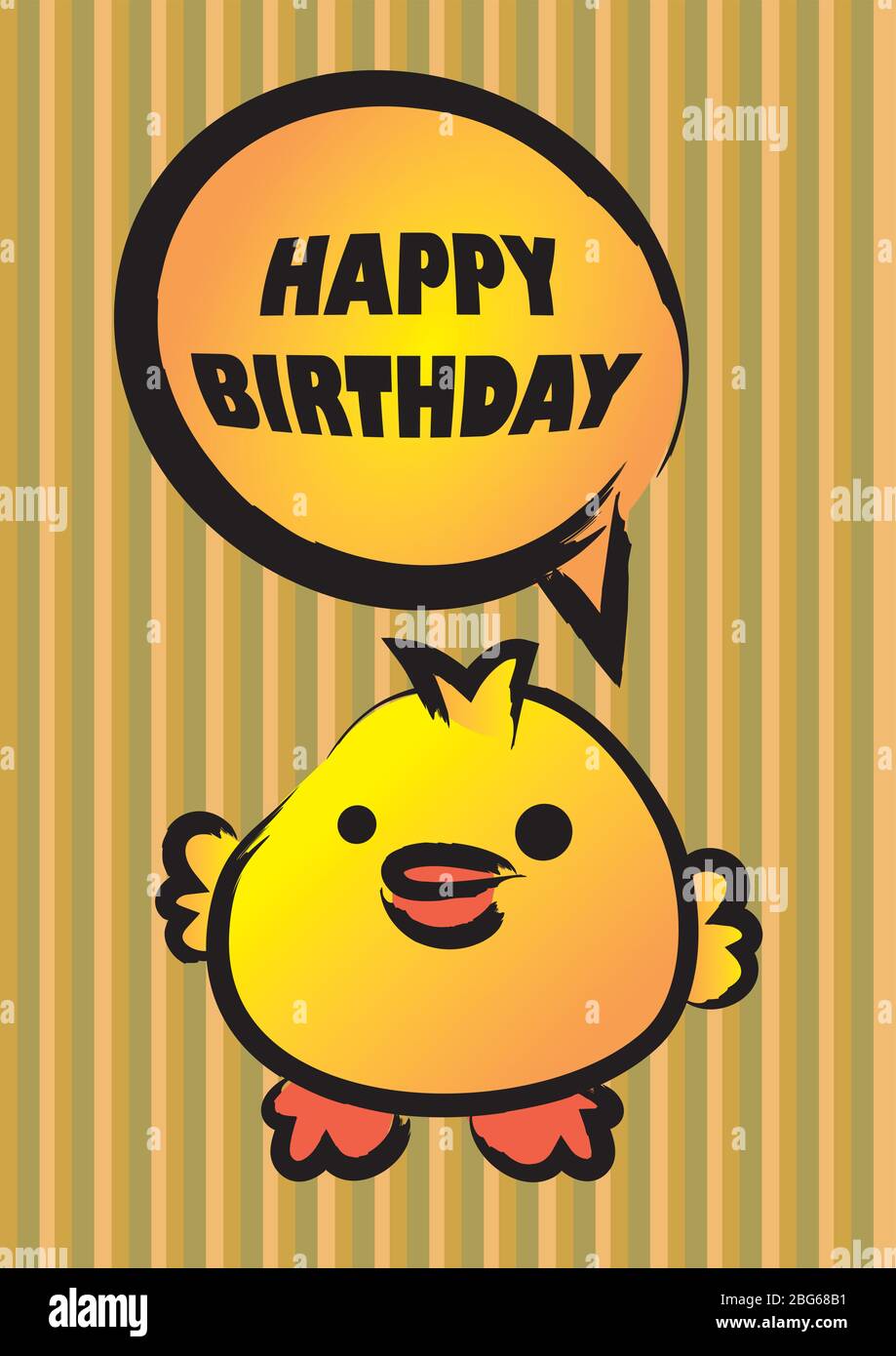 Vector Illustration Of A Cute Chick Saying Happy Birthday Stock Vector Image Art Alamy