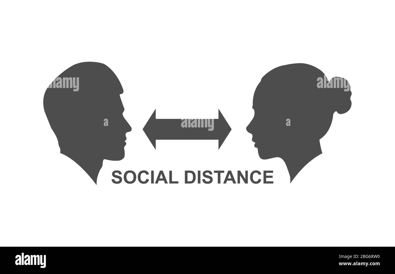 Vector icon of social distance. Flat design isolated on white ...