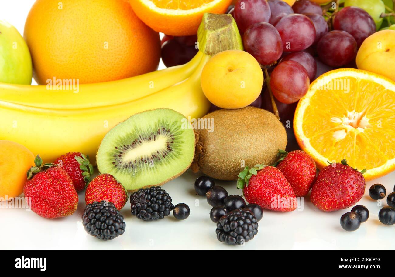 Fresh fruits and berries close up Stock Photo - Alamy