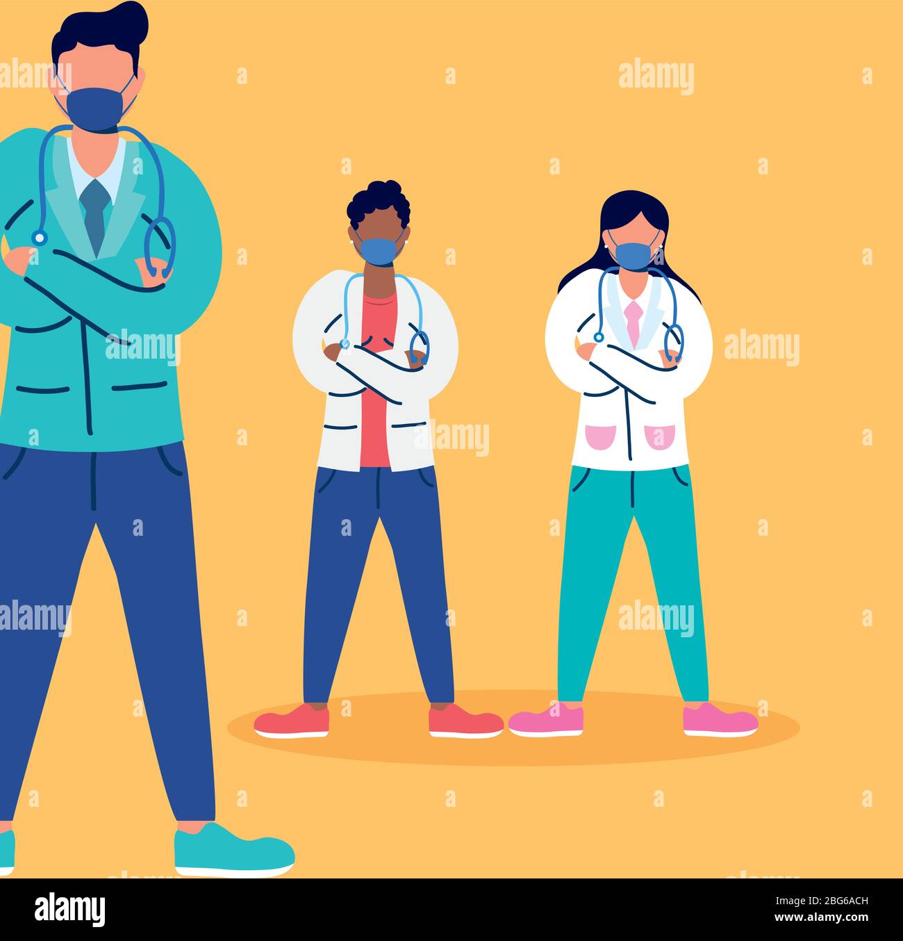 medical staff with face masks characters Stock Vector Image & Art - Alamy