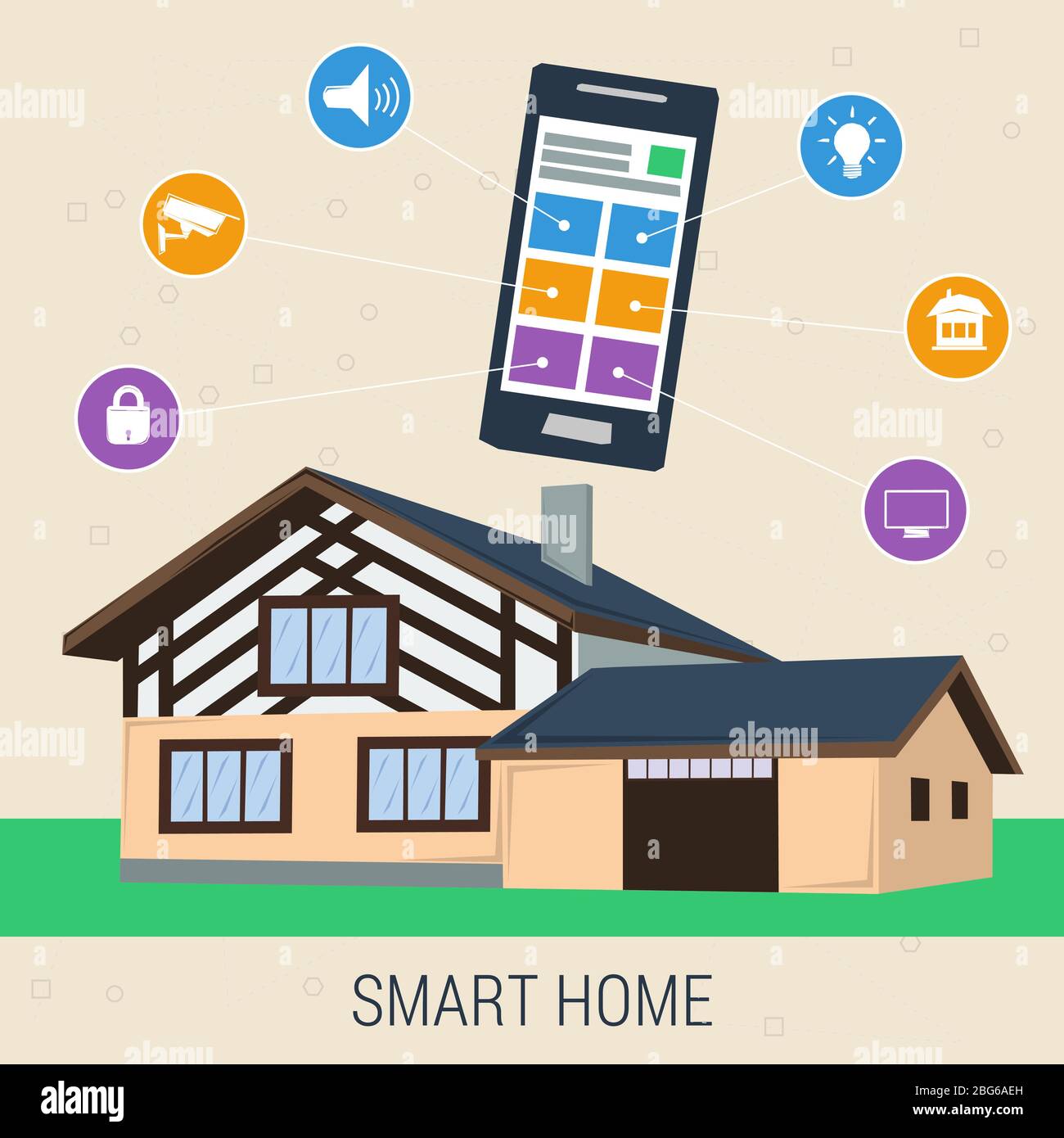 Concept smart house with control panel Stock Vector