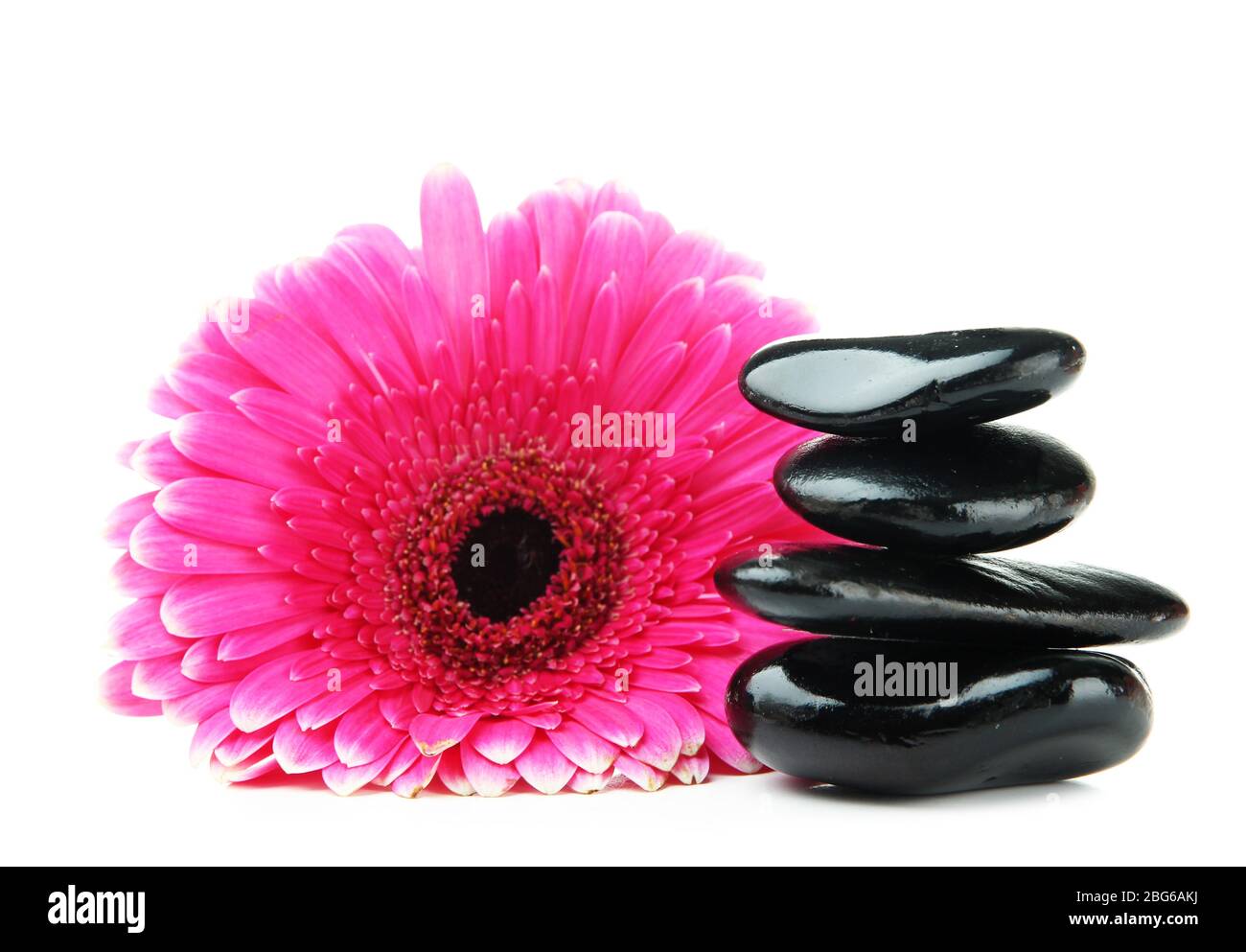 Spa stones and gerbera isolated on white Stock Photo - Alamy