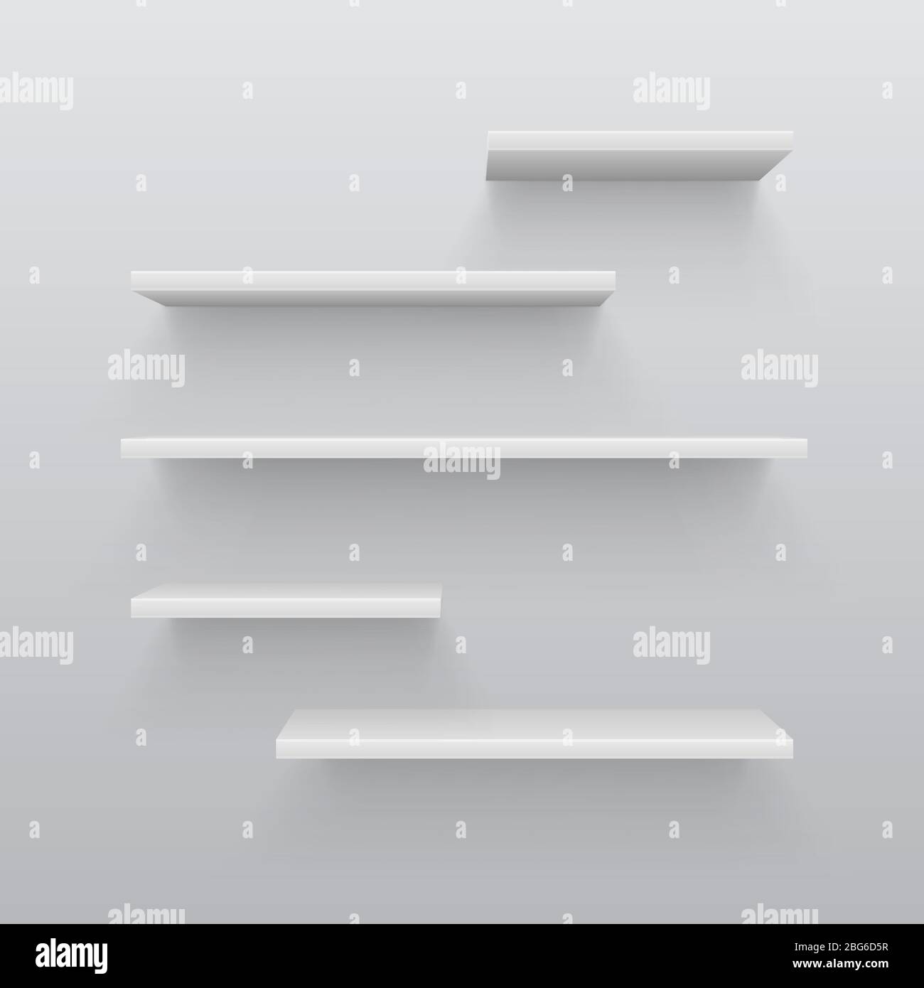 Empty white trading 3d shelves with shadow on wall. Blank bookshelf for ...