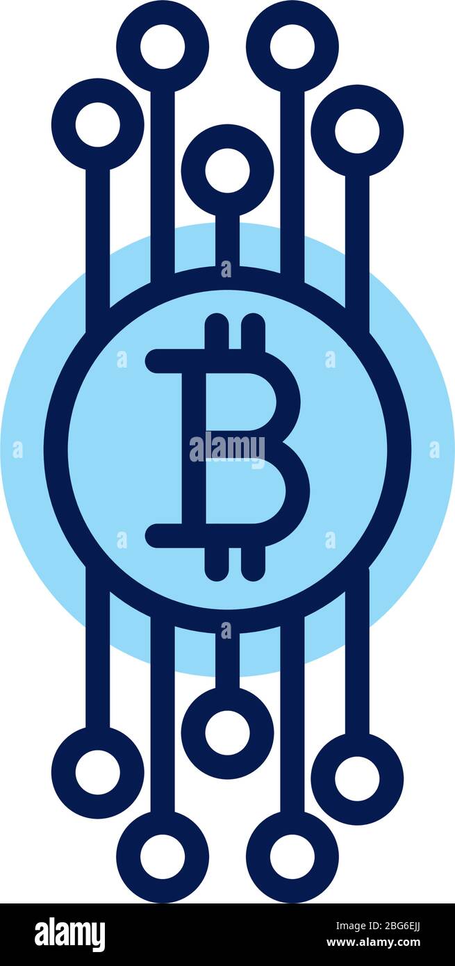 bitcoin with circuit crypto currency line style Stock Vector Image ...