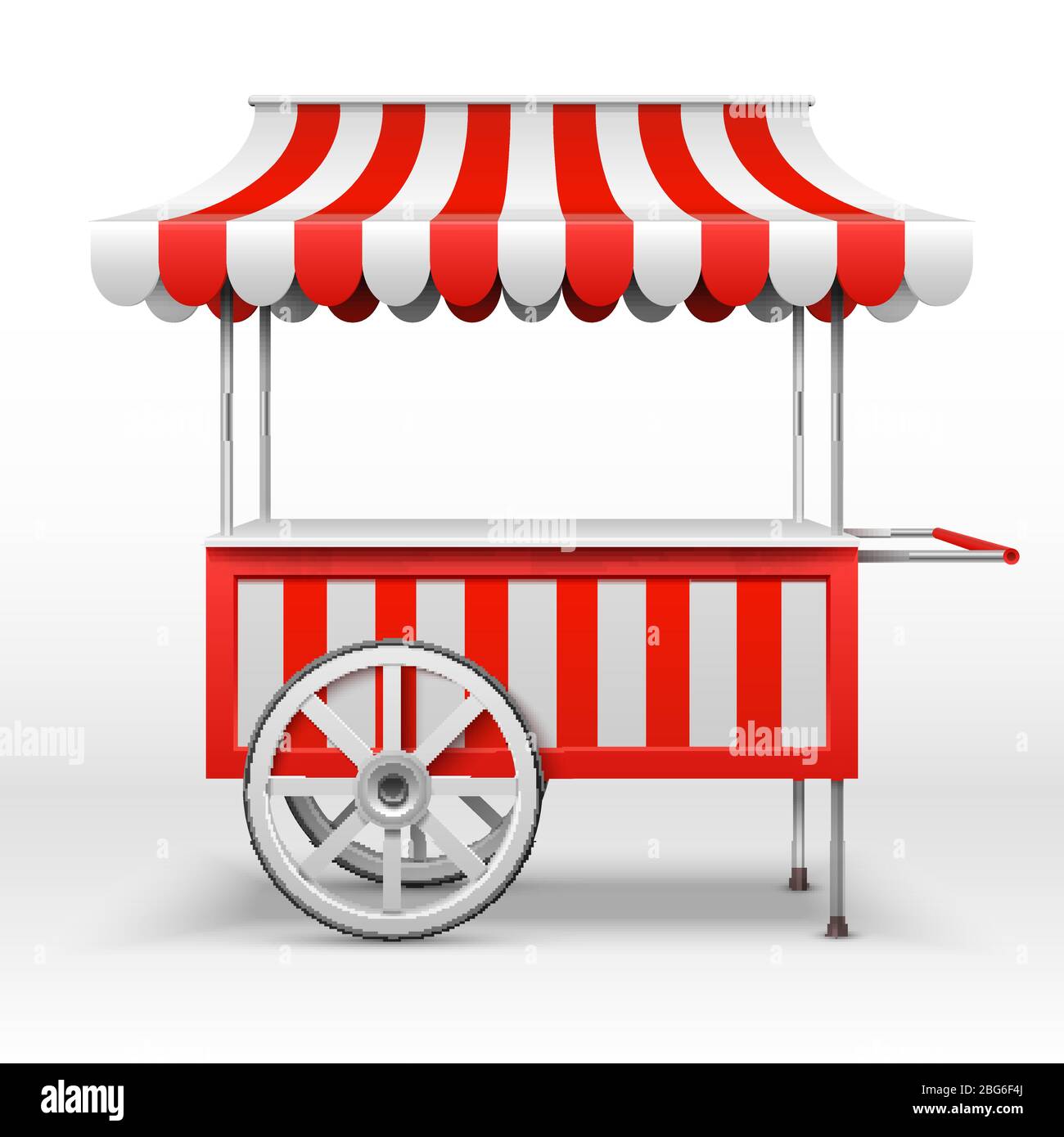 Mobile market stall with wheels. Blank farmer market cart vector