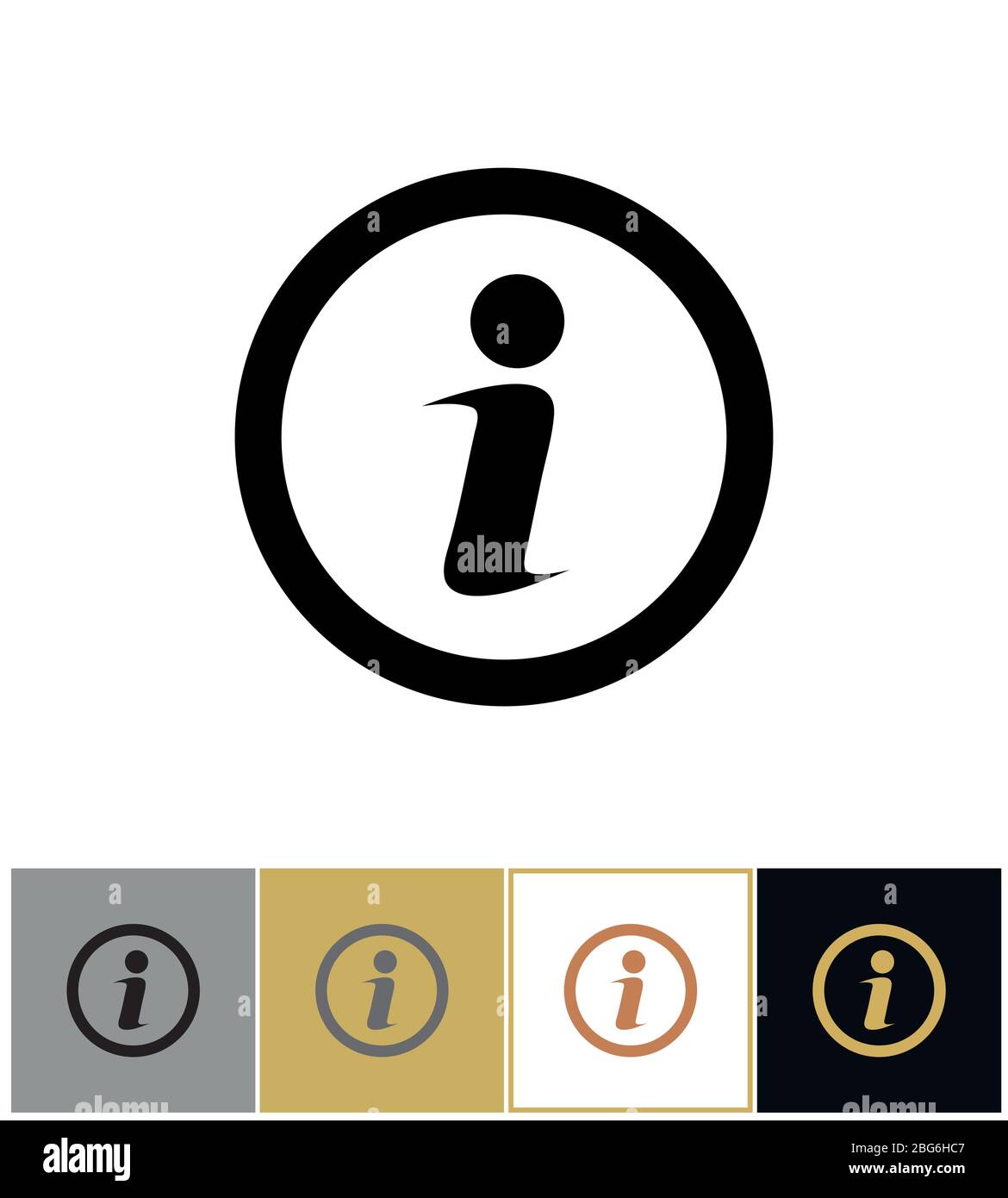 Info icon, information round symbol isolated on gold, black and white ...