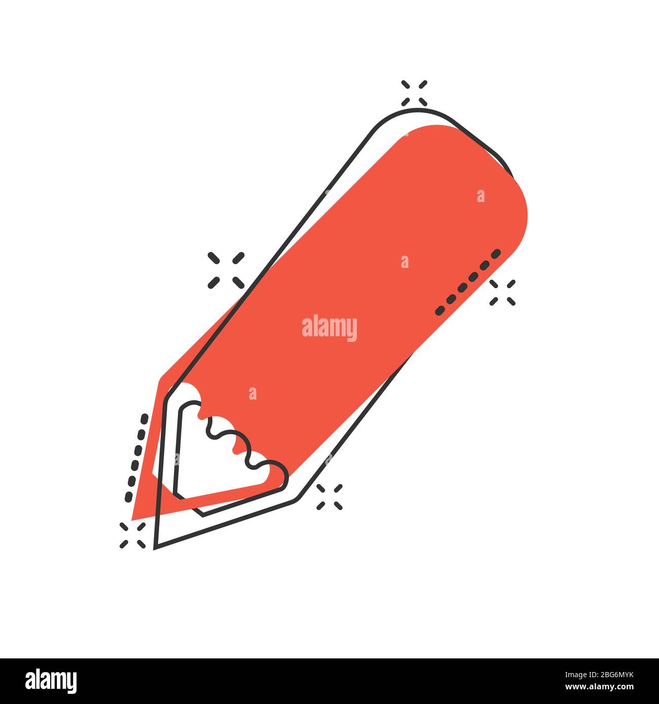 Pencil icon in comic style. Pen cartoon vector illustration on white ...