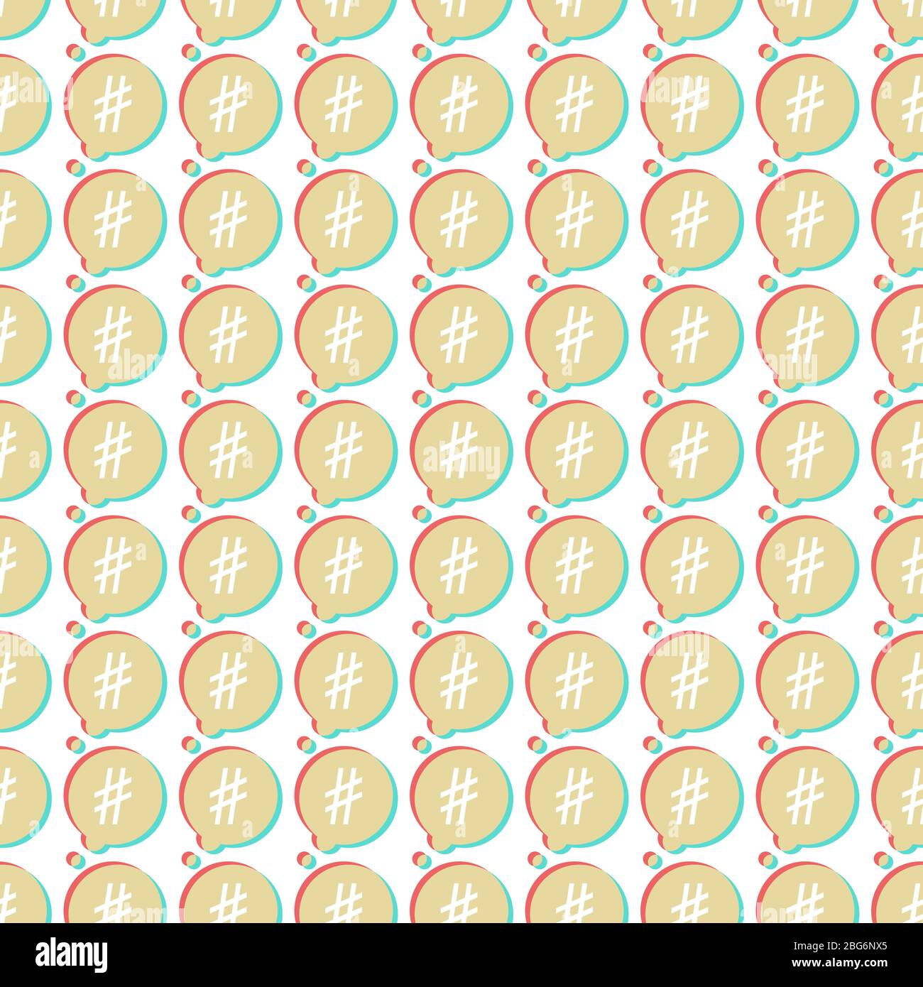 Icon set hashtag speech bubble seamless pattern background. Vector illustration Stock Vector