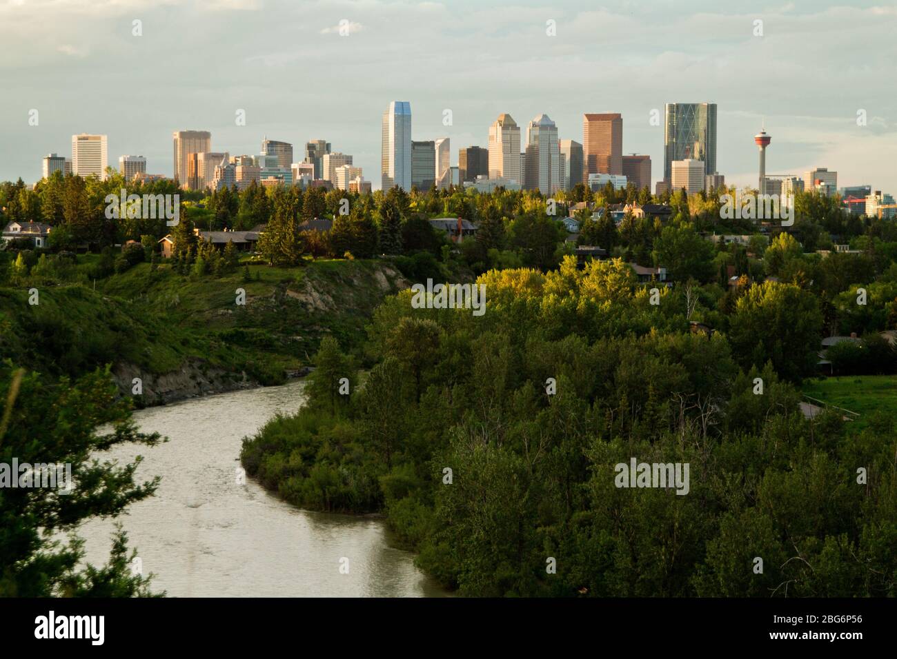The skyline of the City of Calgary, Alberta, Canada seen from a