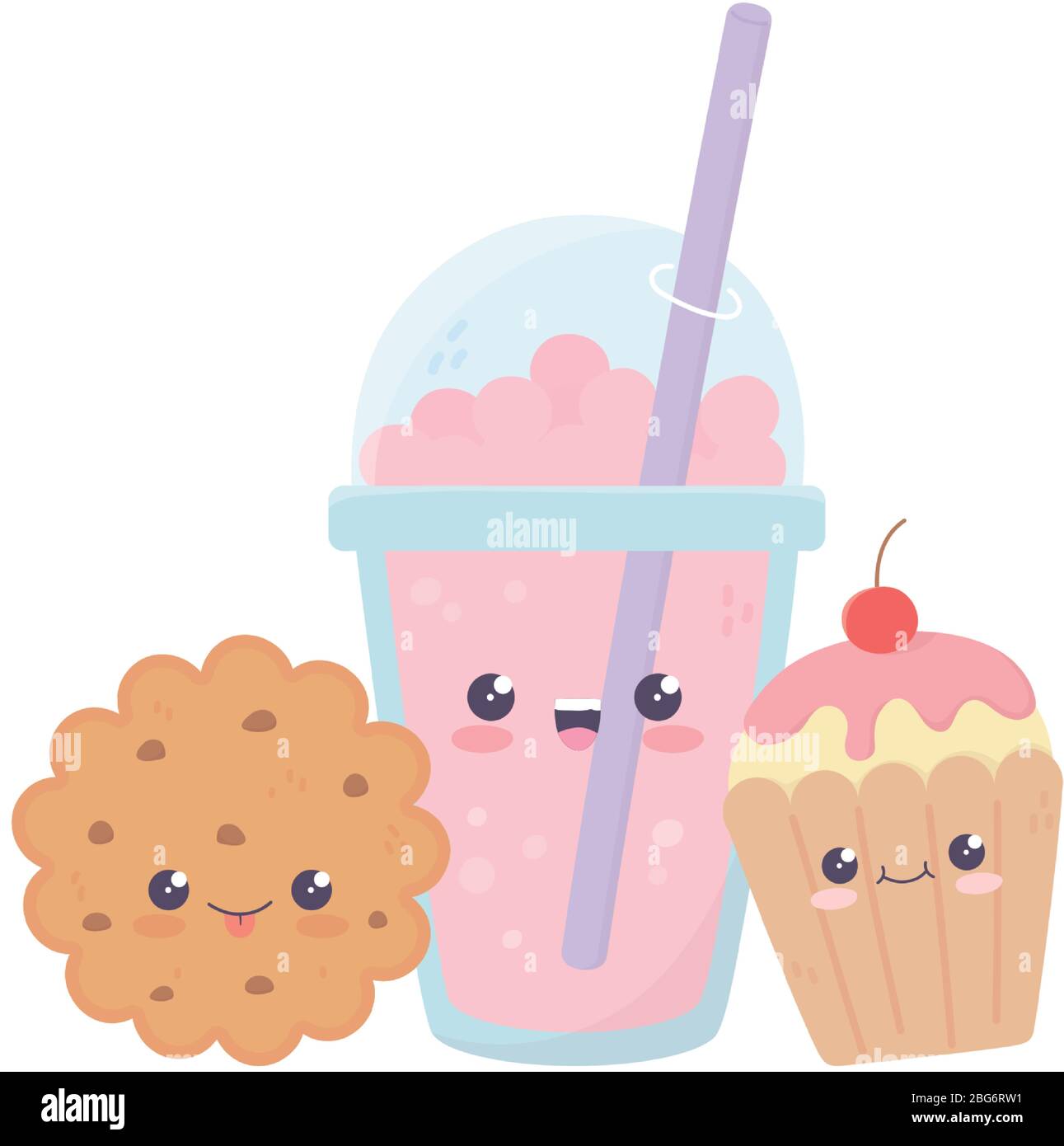 Milkshake Glass Kawaii Character Stock Vector - Illustration of happy,  fresh: 94278989