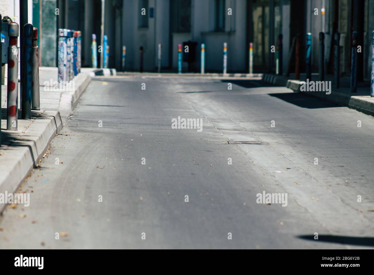 Limassol Cyprus April 20, 2020 View of empty street of Limassol during the quarantine of the