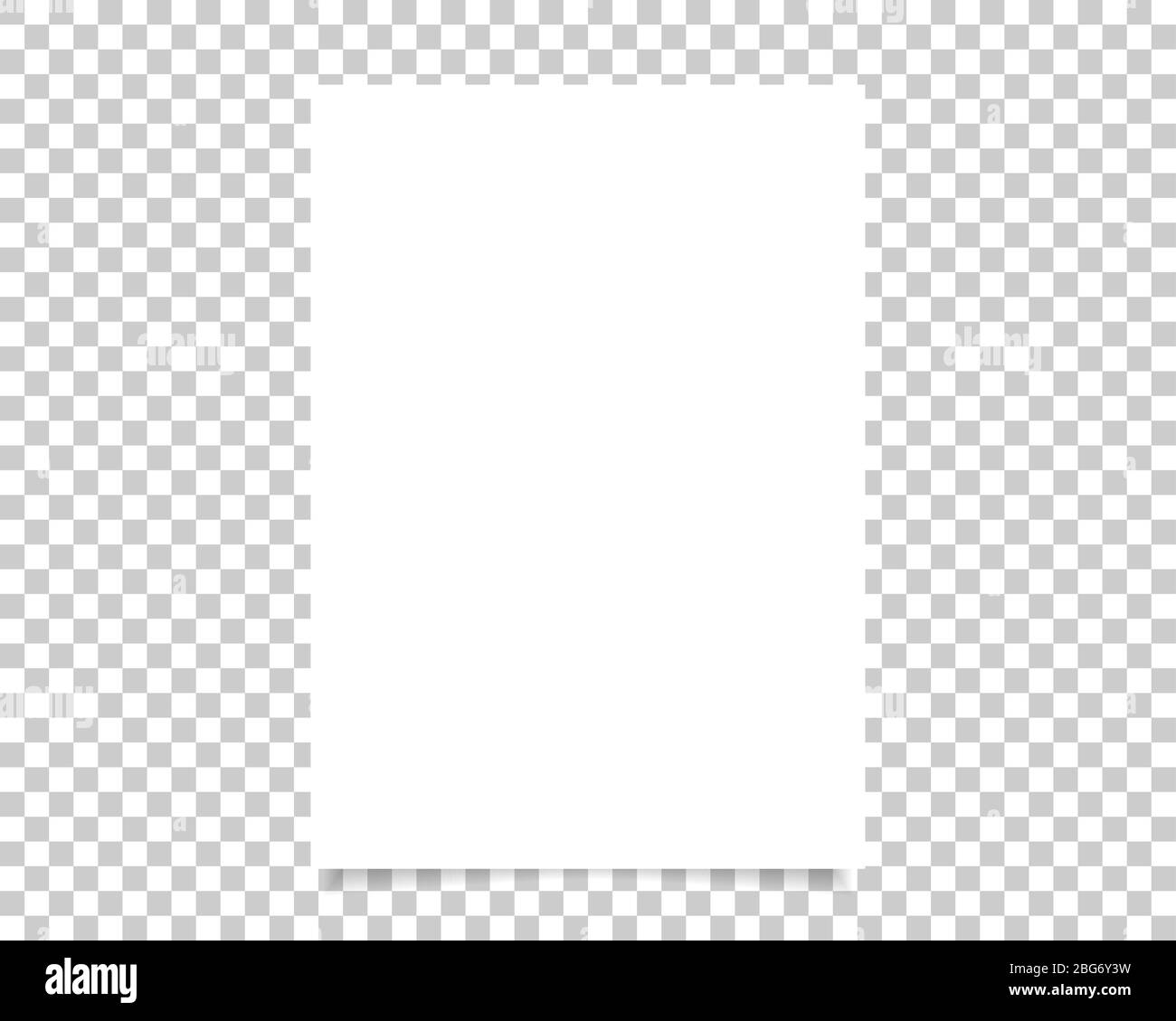 Vector paper format A4 size with realistic shadow. White blank page isolated on background. Mock