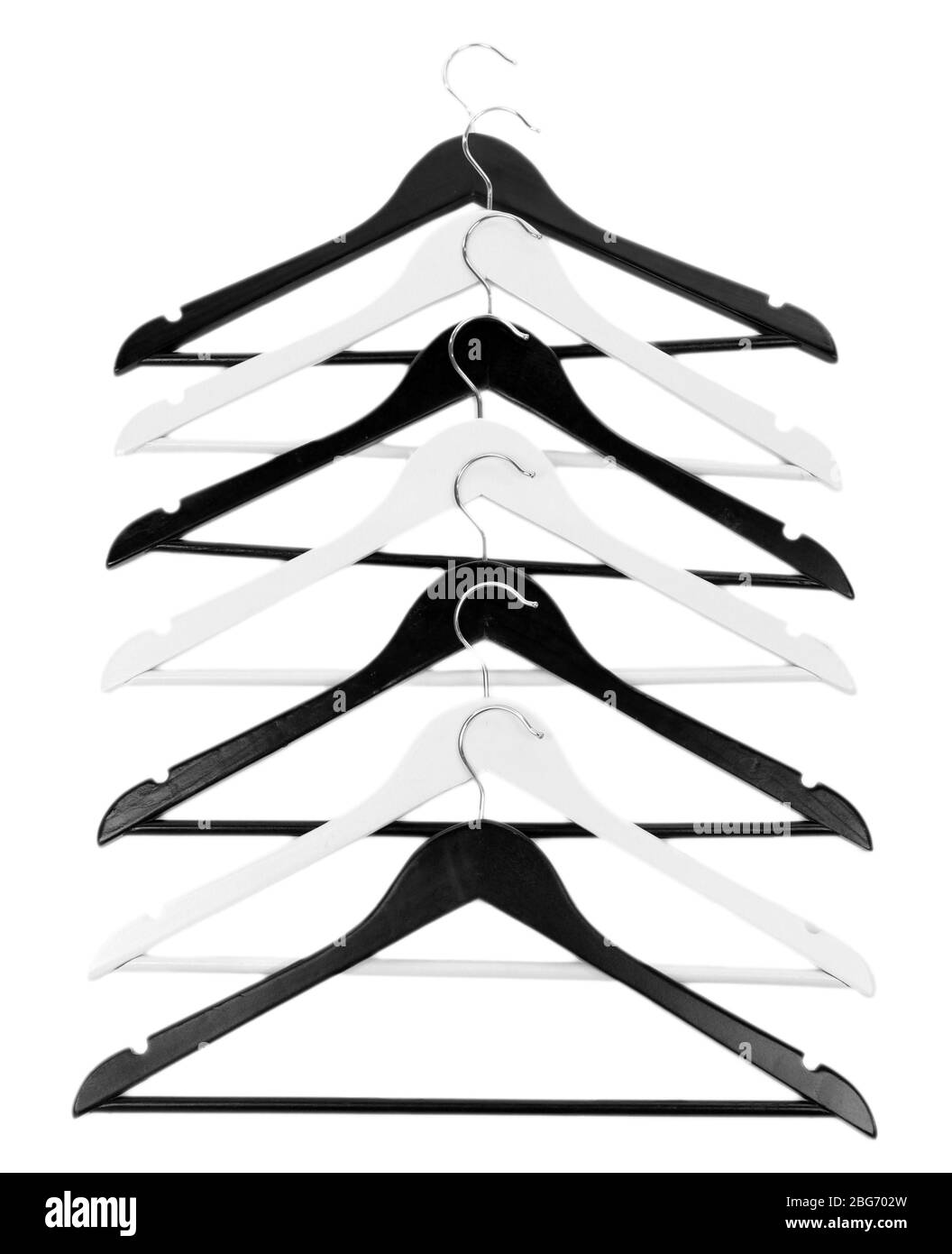 Black and white clothes hangers isolated on white Stock Photo