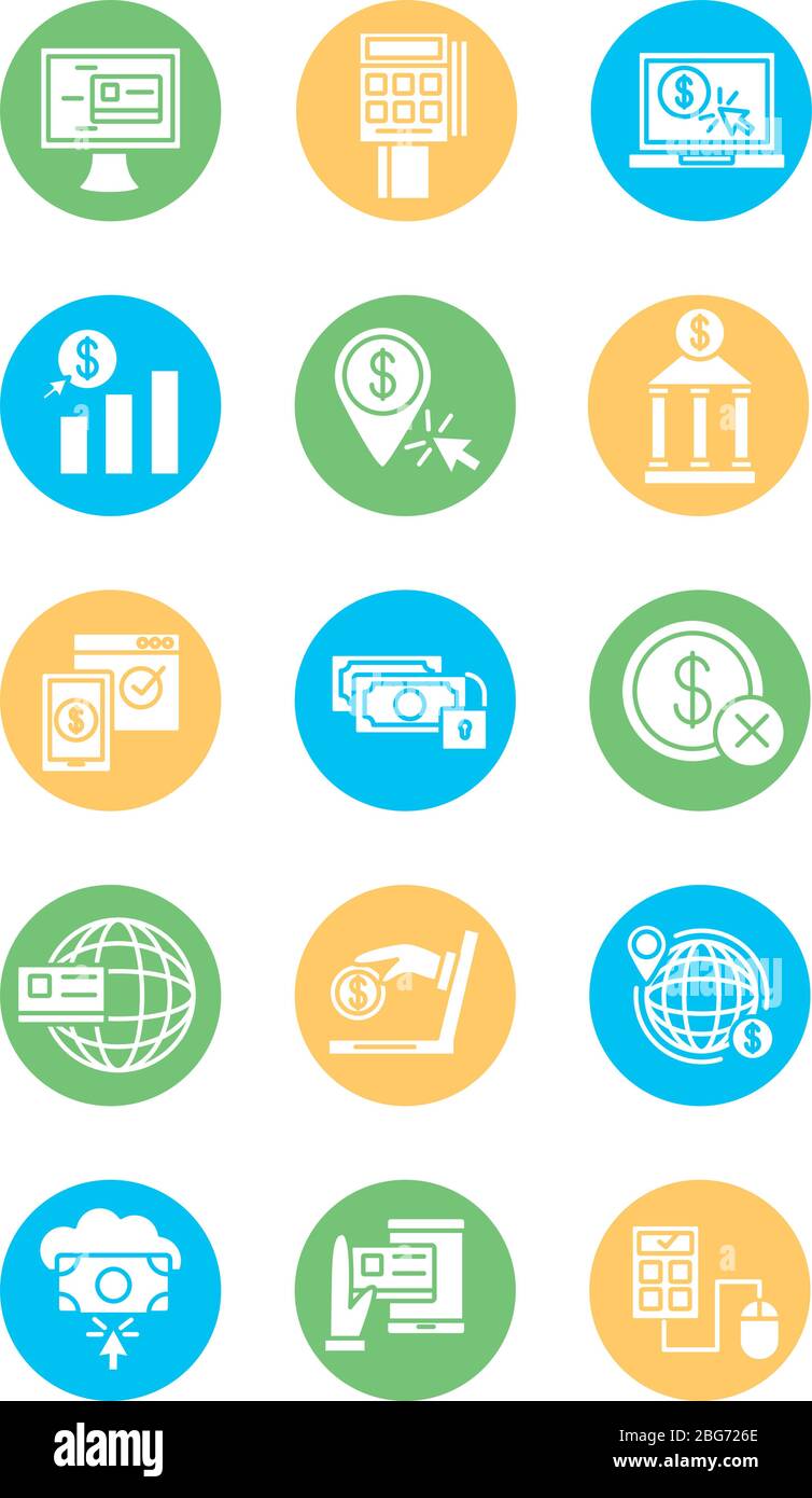 bundle of online banking set icons Stock Vector Image & Art - Alamy