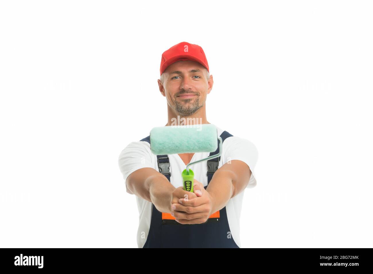 Color Man Man Painter Decorator Isolated On White Handy Man Hold
