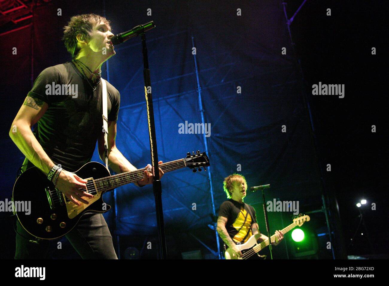 Boys Like Girls pictured performing at Festival Pier in Philadelphia on August 20, 2008. Credit: Scott Weiner/MediaPunch Stock Photo