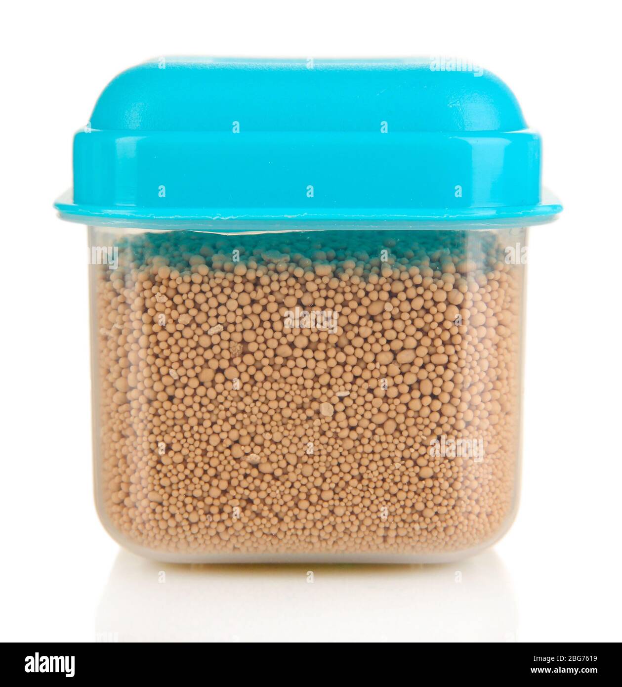 Dry yeast in container isolated on white Stock Photo Alamy