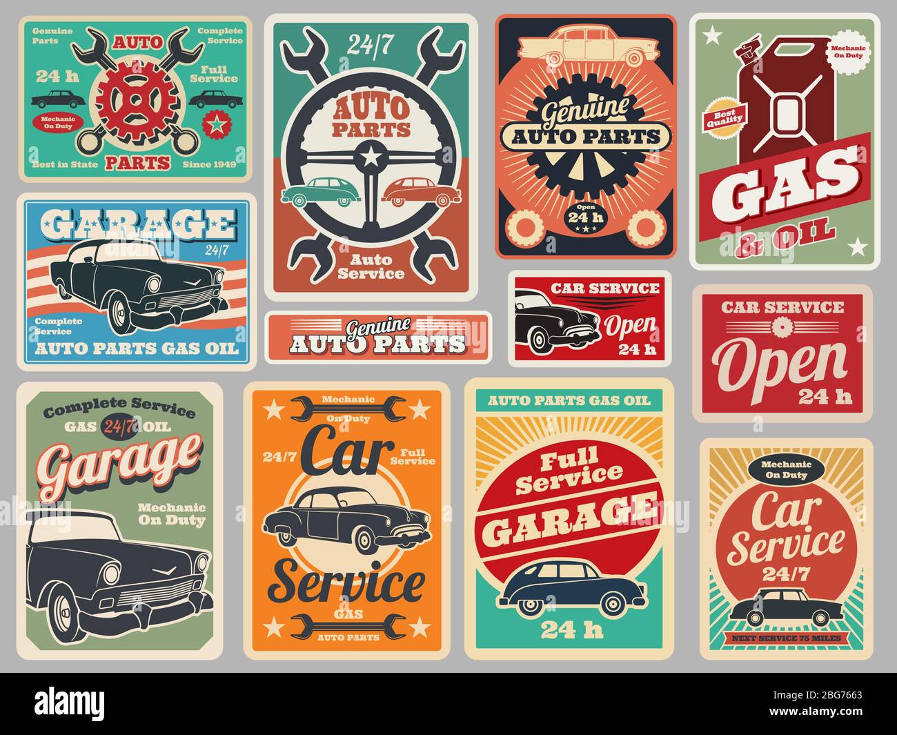 Car signs advertising vintage Stock Vector Images Alamy