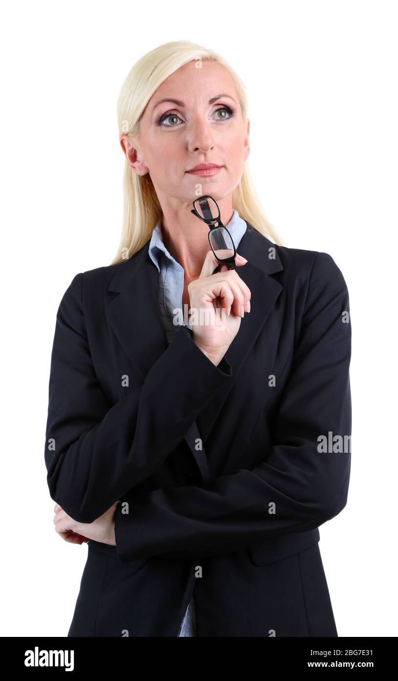 Business woman portrait isolated on white Stock Photo - Alamy