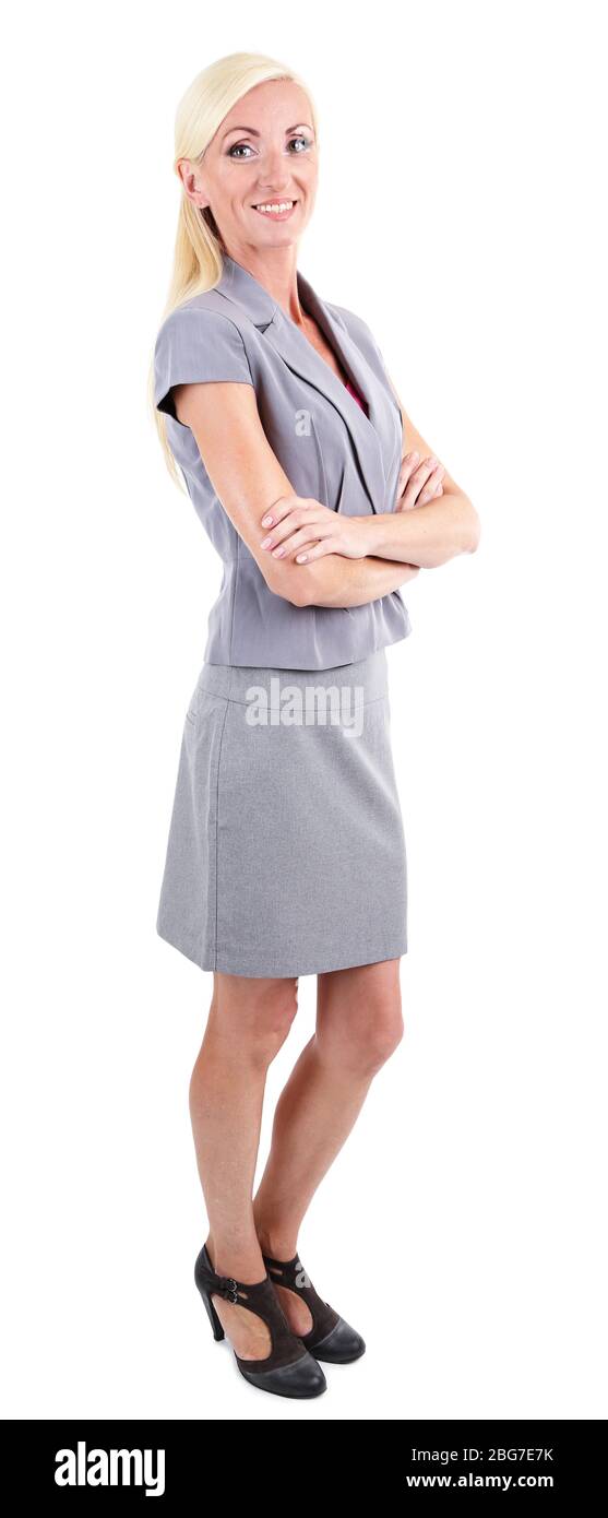 Business Woman Portrait Isolated On White Stock Photo Alamy