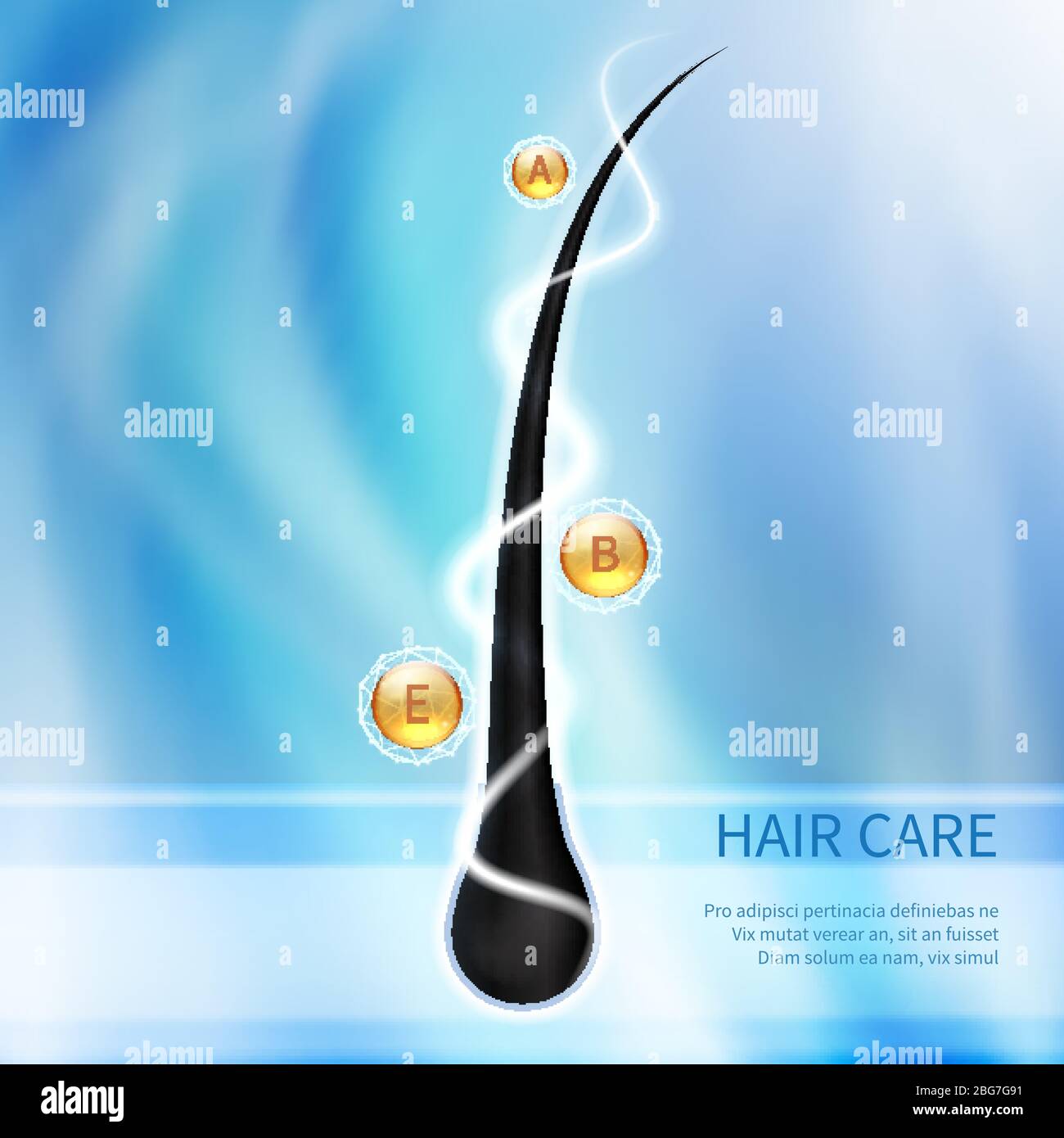 Hair care, ends splitting prevention concept. Nourishing shampoo for