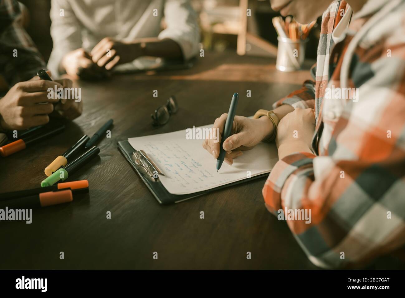 Paperwork Or Brainstorming Freelancers Team Stock Photo - Alamy