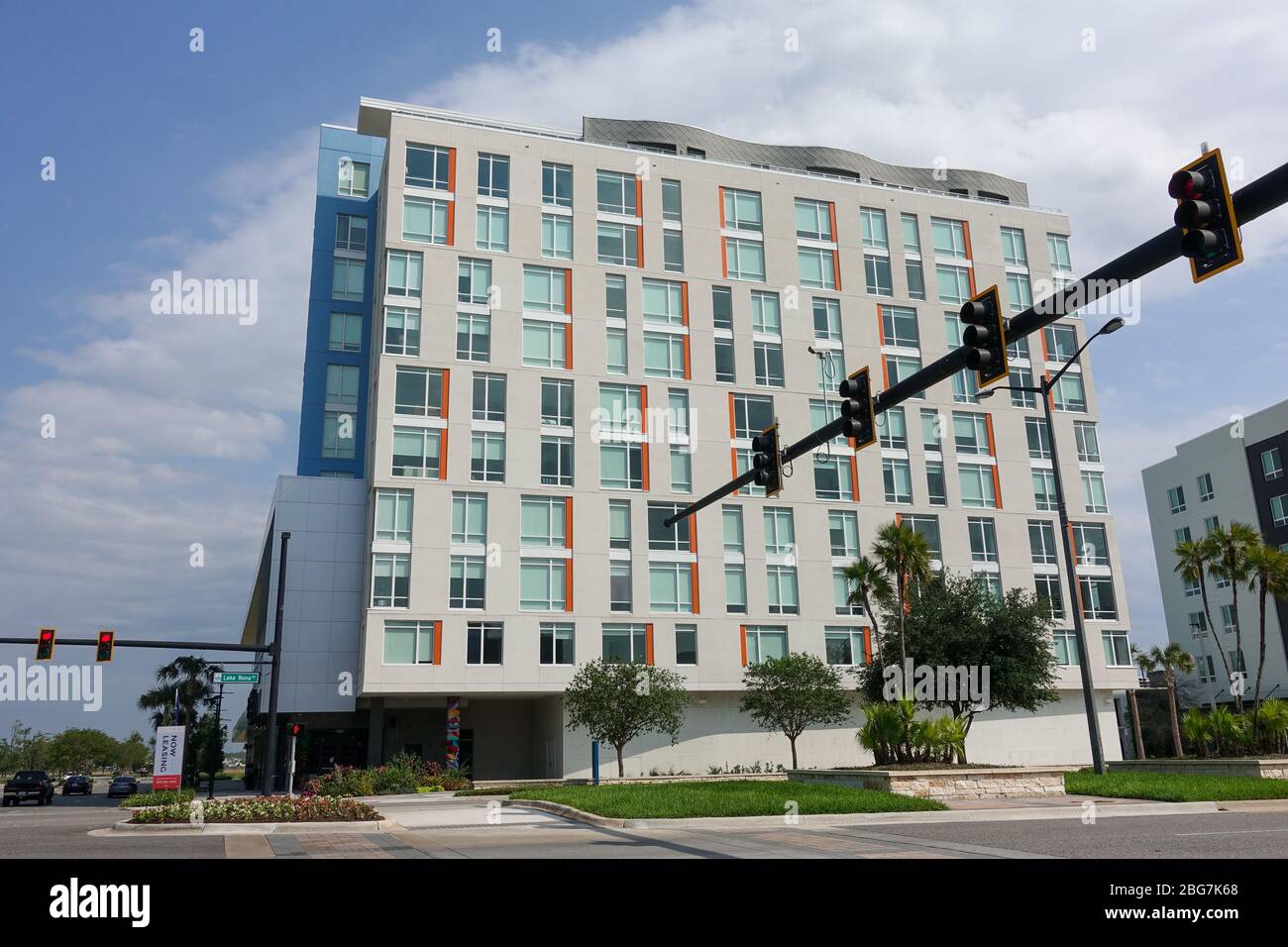 Picture of Orlando, FL/USA-4/10/20: The exterior of Pixon luxury apartment complex ...