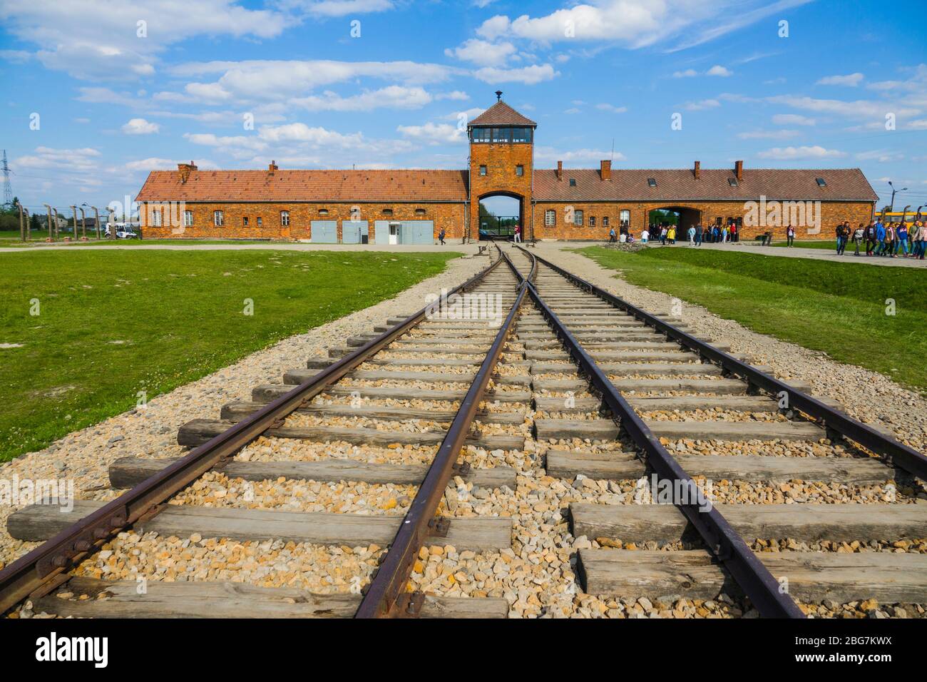 Train Tracks Auschwitz Birkenau Concentration Camp Oświęcim  Museum Southern Poland Europe EU UNESCO Stock Photo