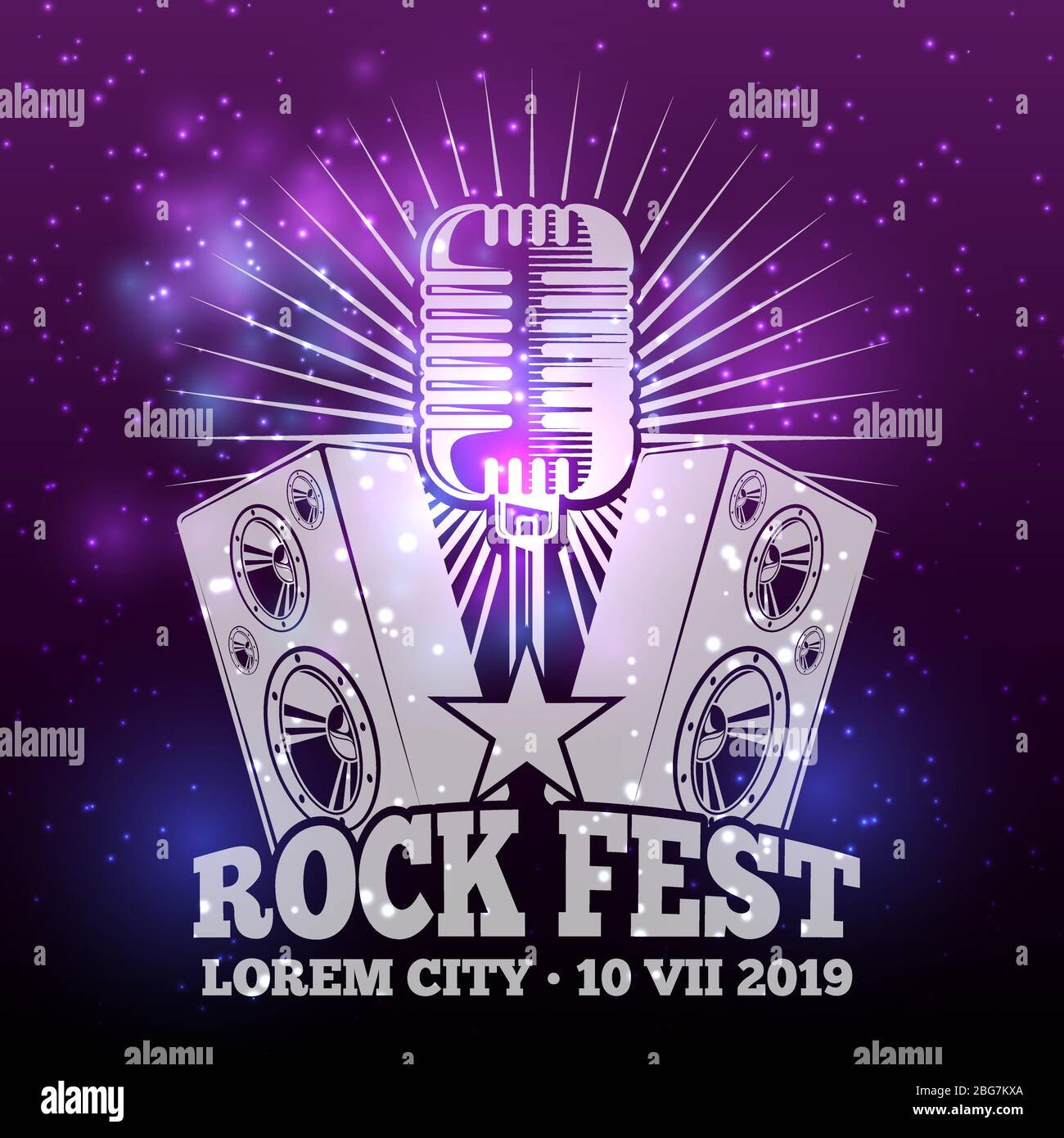 Glam music fest shiny and poster design. Vector illustration Stock Vector Image & Art - Alamy
