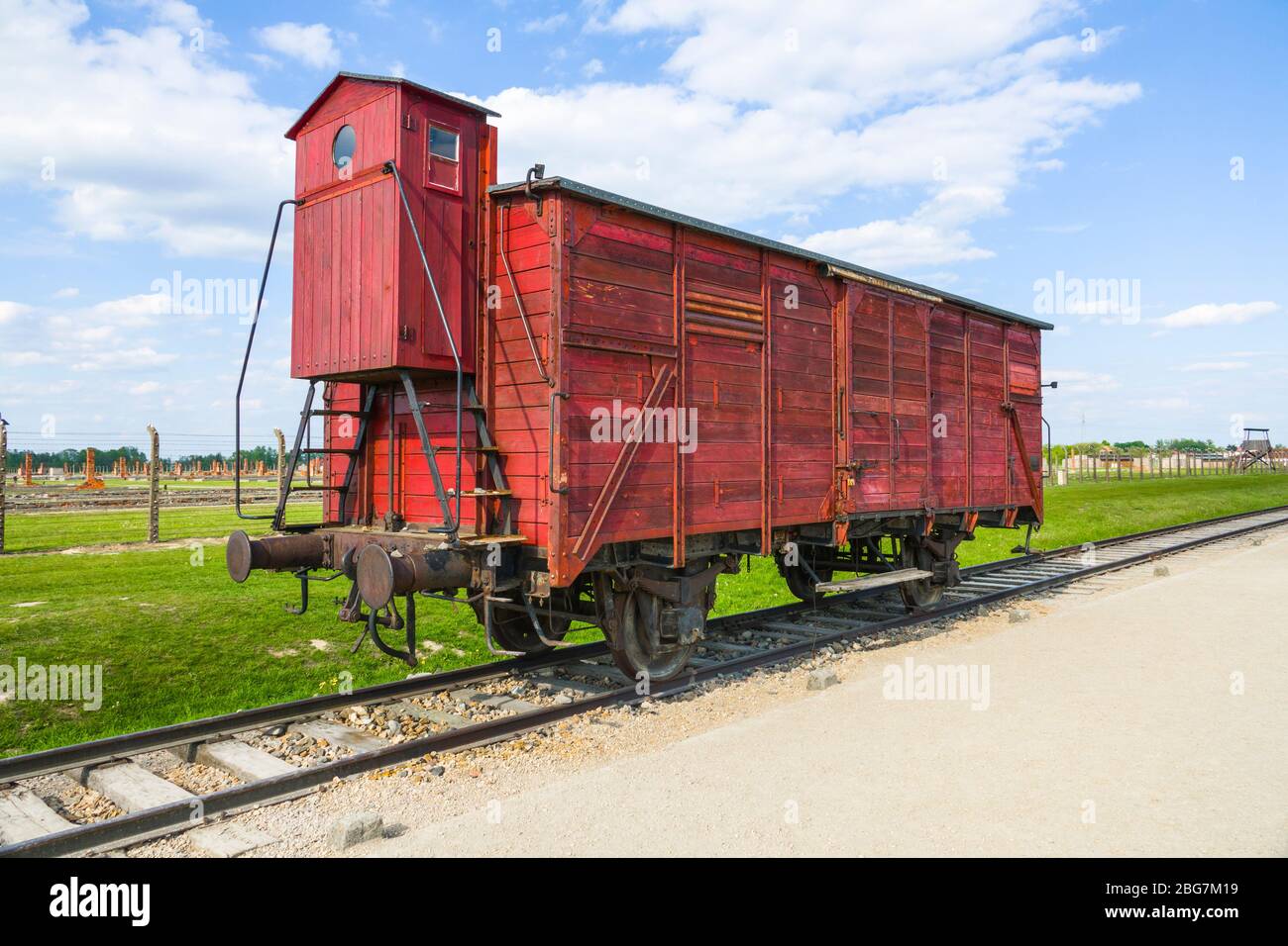 Boxcar Train Tracks Auschwitz Birkenau Concentration Camp Oświęcim  Museum Southern Poland Europe EU UNESCO Stock Photo