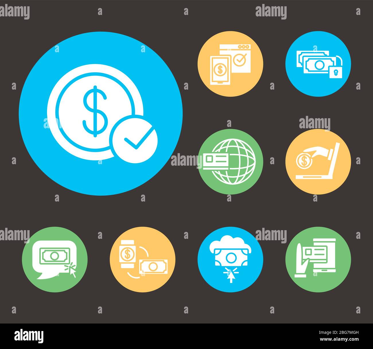 bundle of online banking set icons Stock Vector Image & Art - Alamy