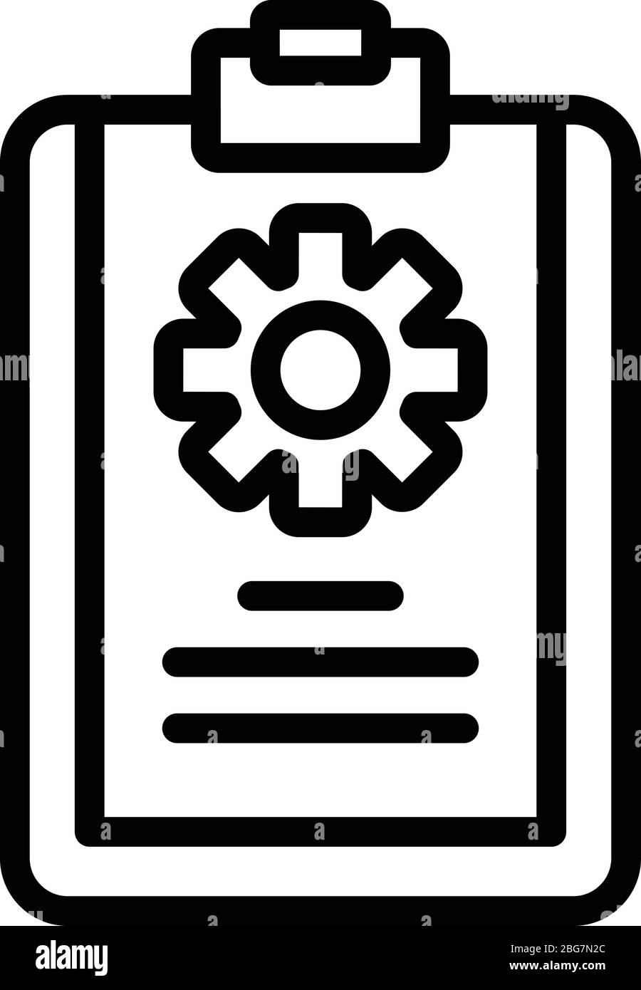 Blank with cog wheel icon, outline style Stock Vector