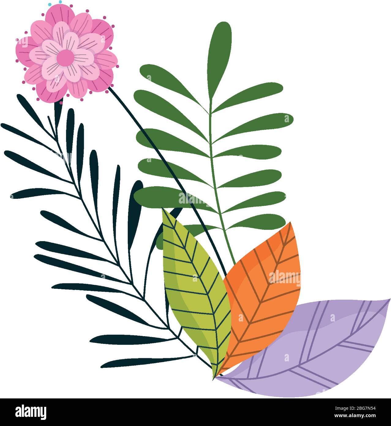 flowers leaves foliage nature decoration isolated icon vector ...