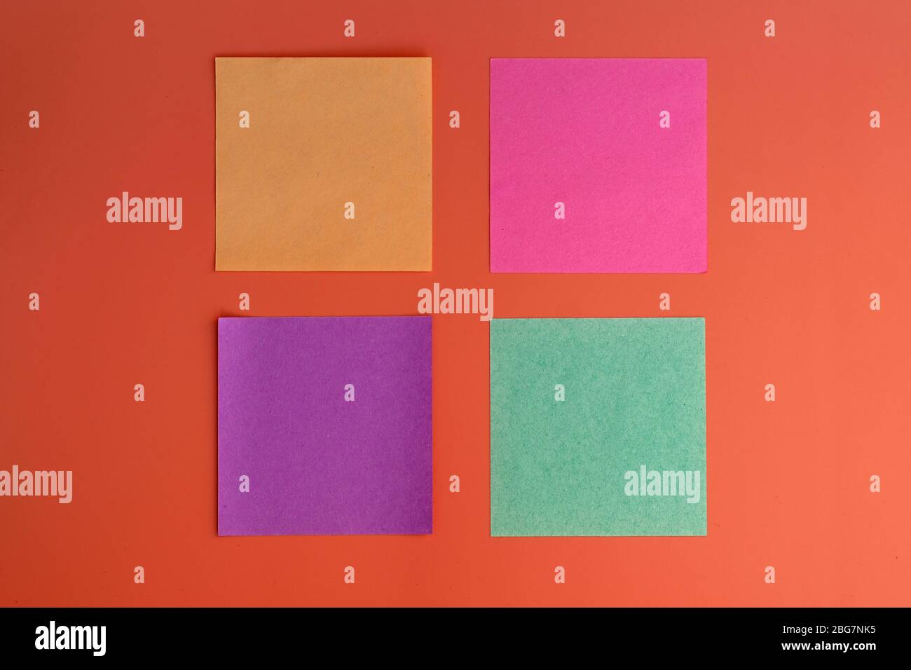 Square Reminders Colored square leaflets for reminders top view. Reminder sticky note on ...