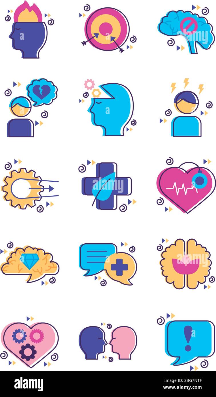 bundle of mental health set icons Stock Vector Image & Art - Alamy