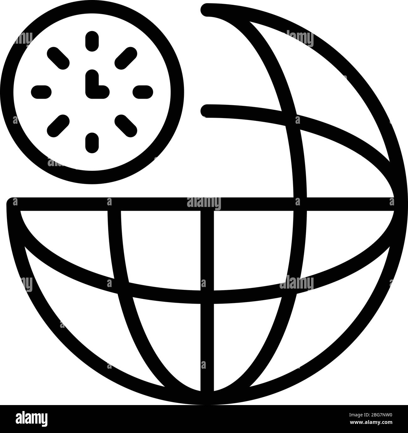Clock and globe icon, outline style Stock Vector Image & Art Alamy