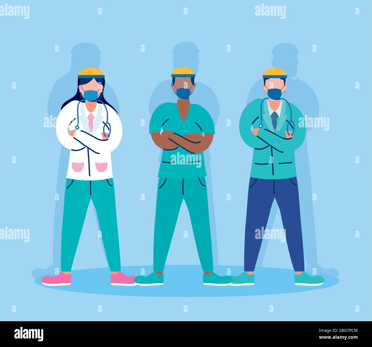 medical staff with face masks characters Stock Vector Image & Art - Alamy