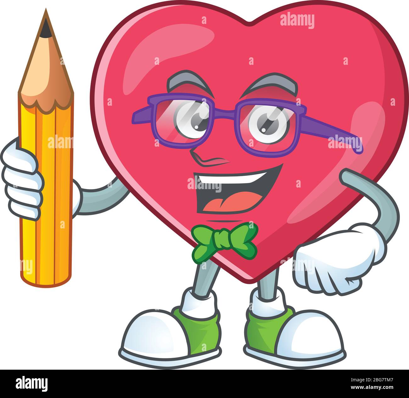 Heart medical notification student cartoon character studying with ...