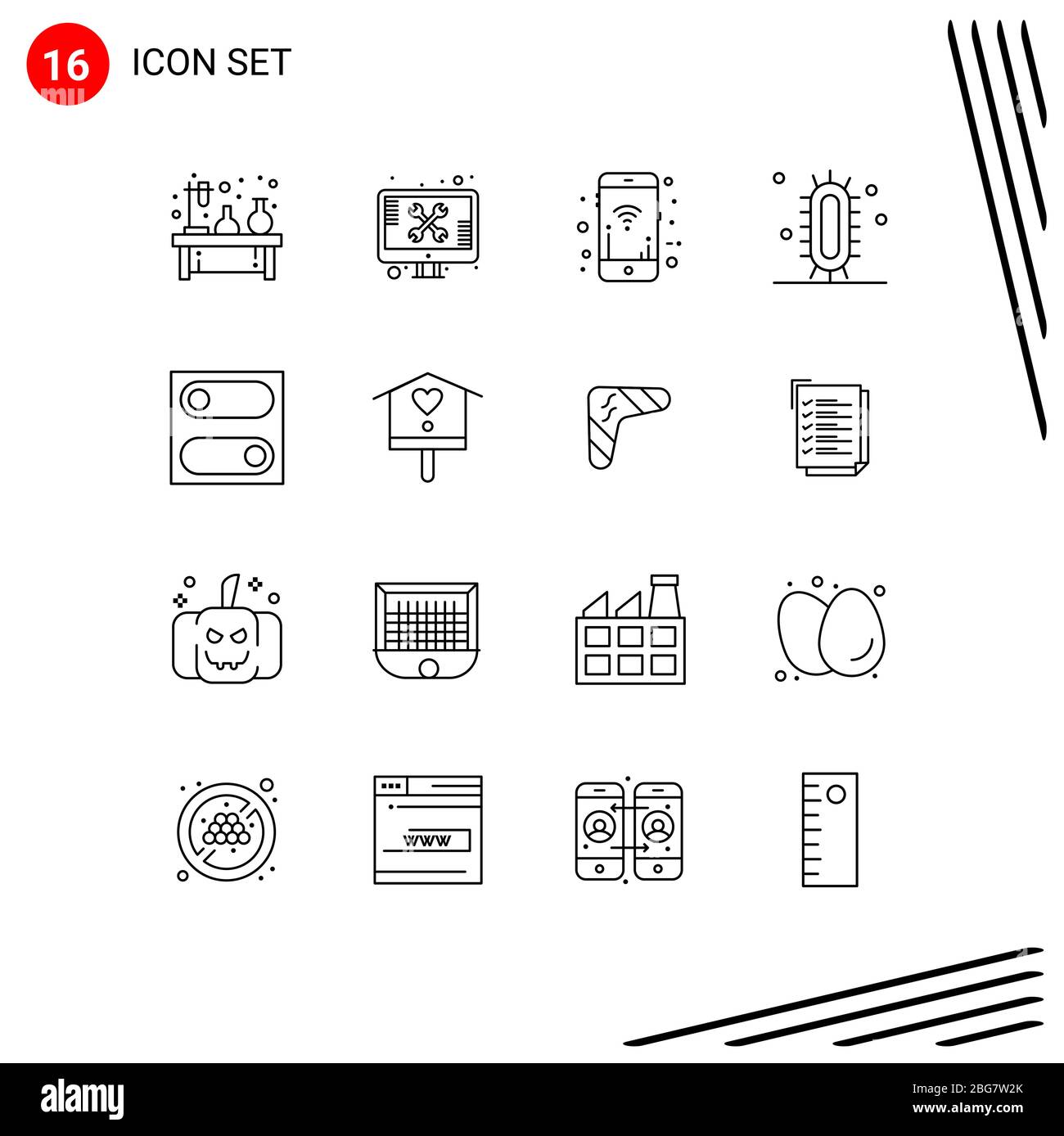 16 Creative Icons Modern Signs and Symbols of science, experiment,  technical, biology, signals Editable Vector Design Elements Stock Vector  Image & Art - Alamy