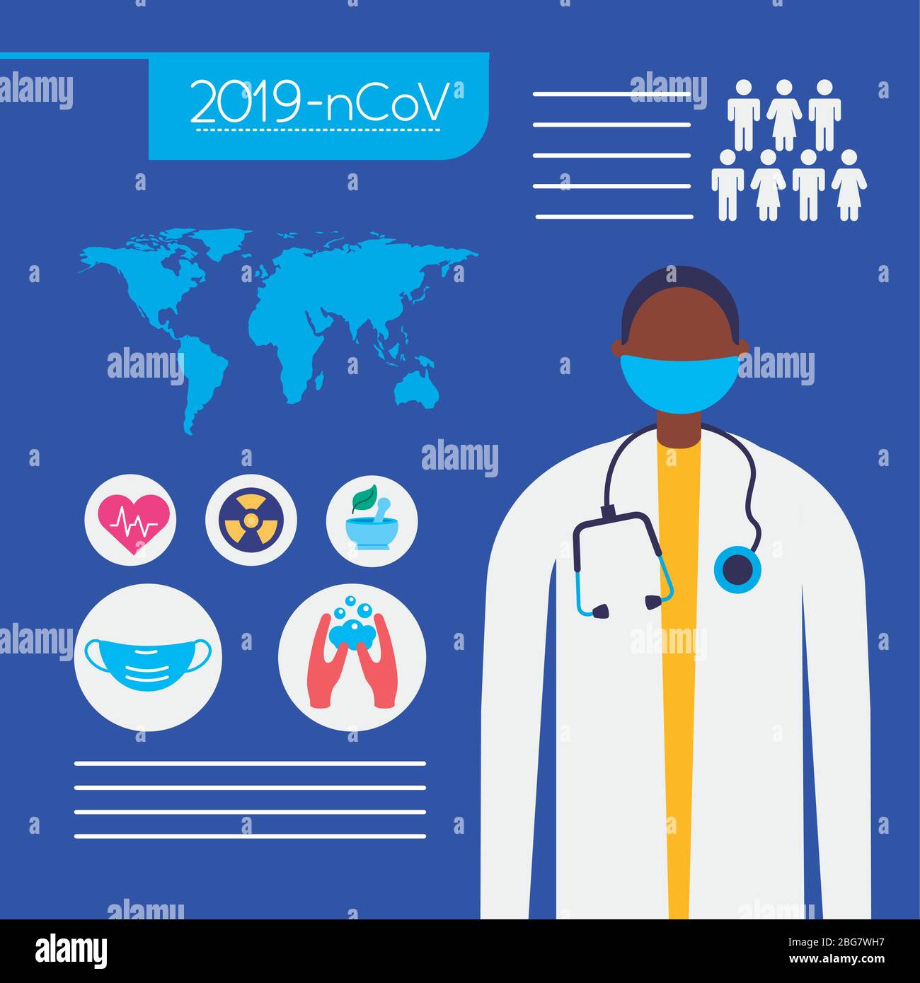 covid19 pandemic infographics with earth planet and doctor Stock Vector ...