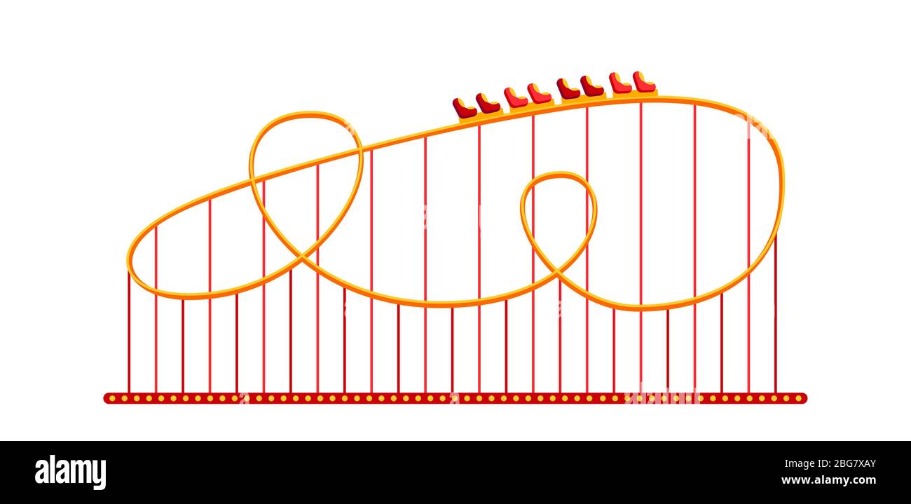 Rollercoaster in amusement park flat. Carousel cartoon style. Roller coaster  on funfair. Festivals outdoor summer kid fun time. illustration Isolated  vector Stock Vector Image & Art - Alamy