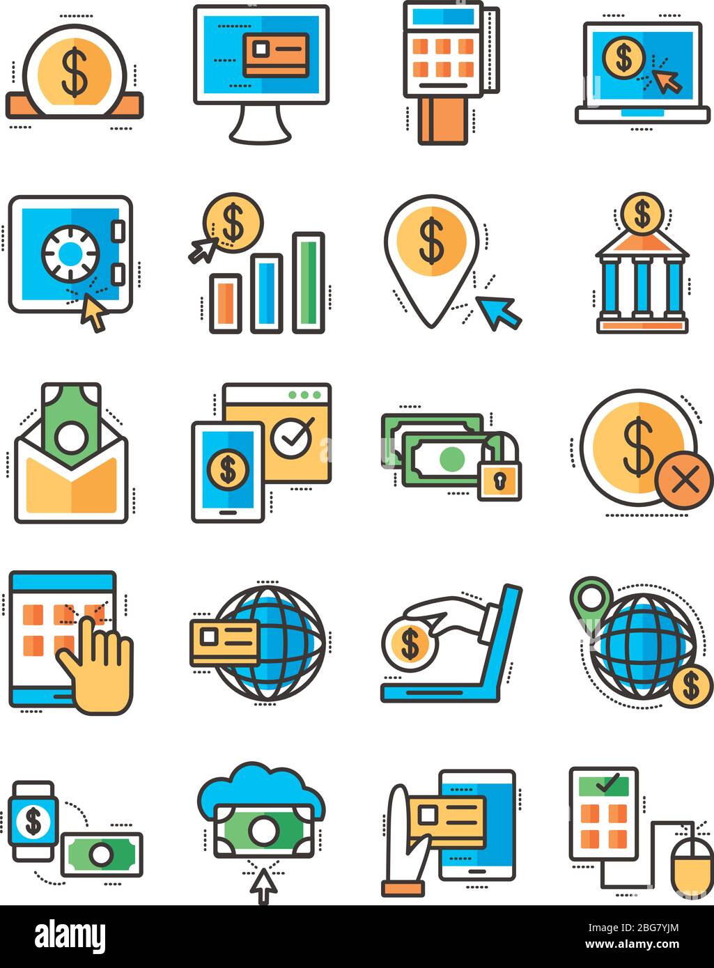 bundle of online banking set icons Stock Vector Image & Art - Alamy