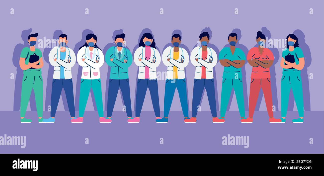 medical staff with face masks characters Stock Vector Image & Art - Alamy