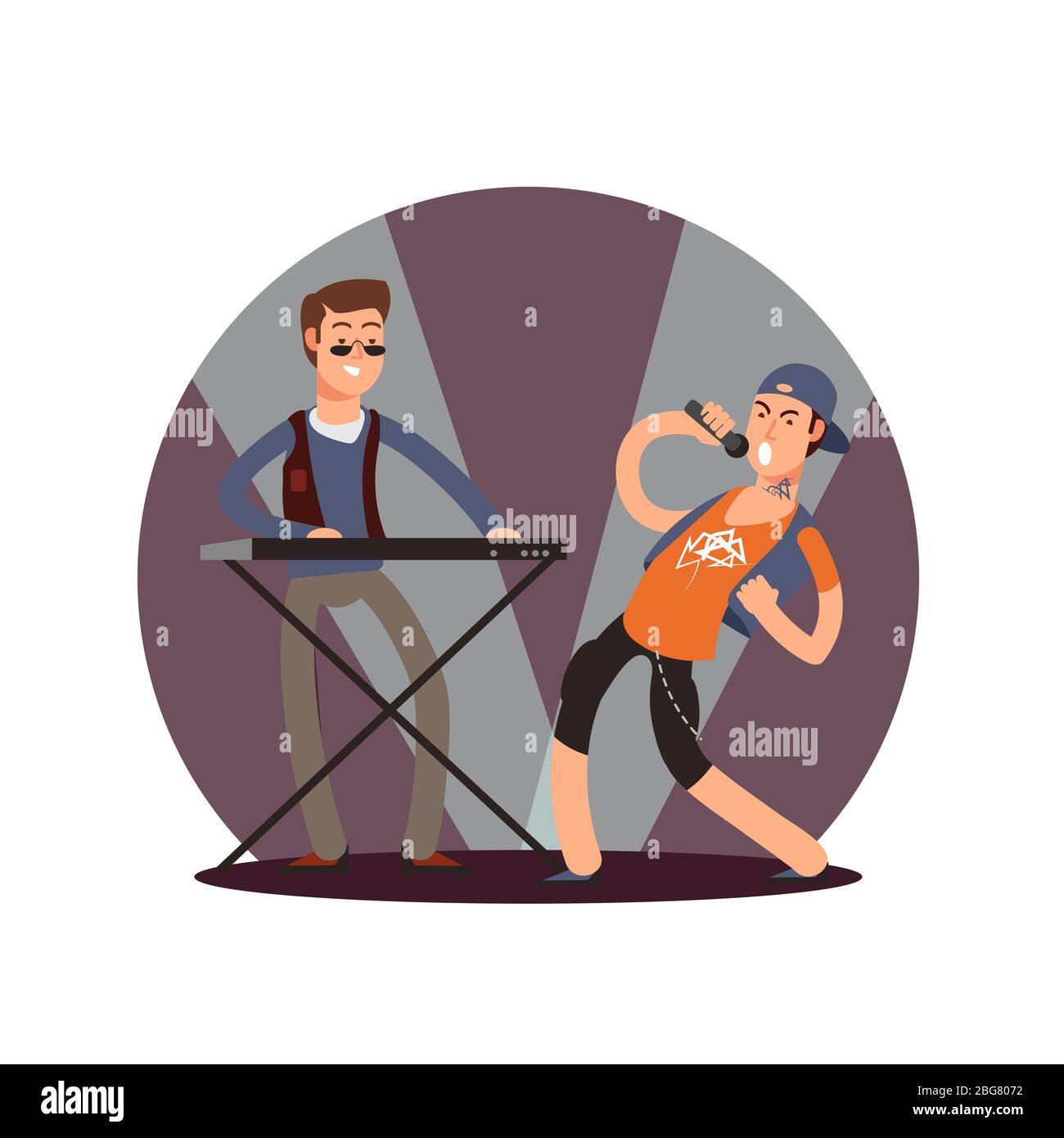 Flat vector musician and singer cartoon characters icon isolated on white illustration Stock Vector