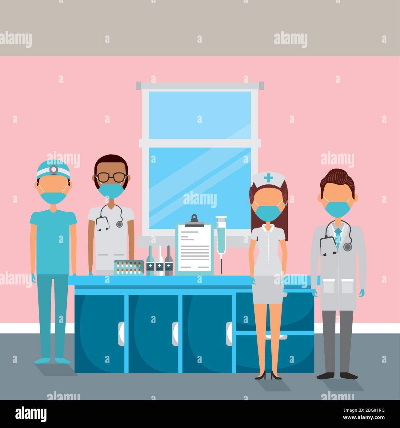 medical staff with face masks in the workplace Stock Vector Image & Art ...