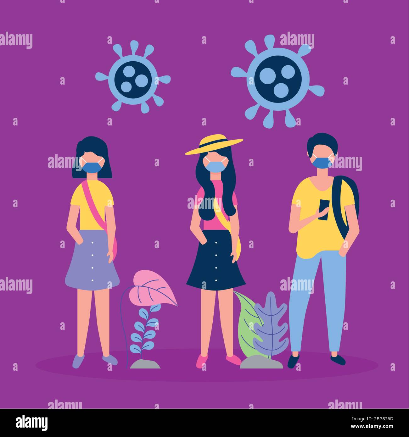 people using face masks with covid19 particles Stock Vector Image & Art ...