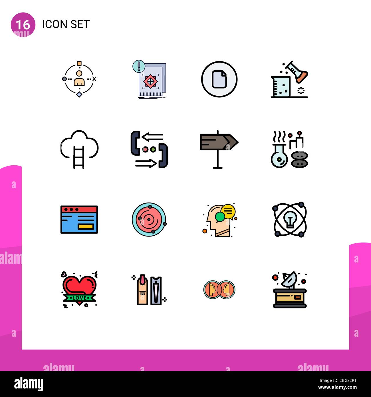 Set of 16 Modern UI Icons Symbols Signs for scientific research