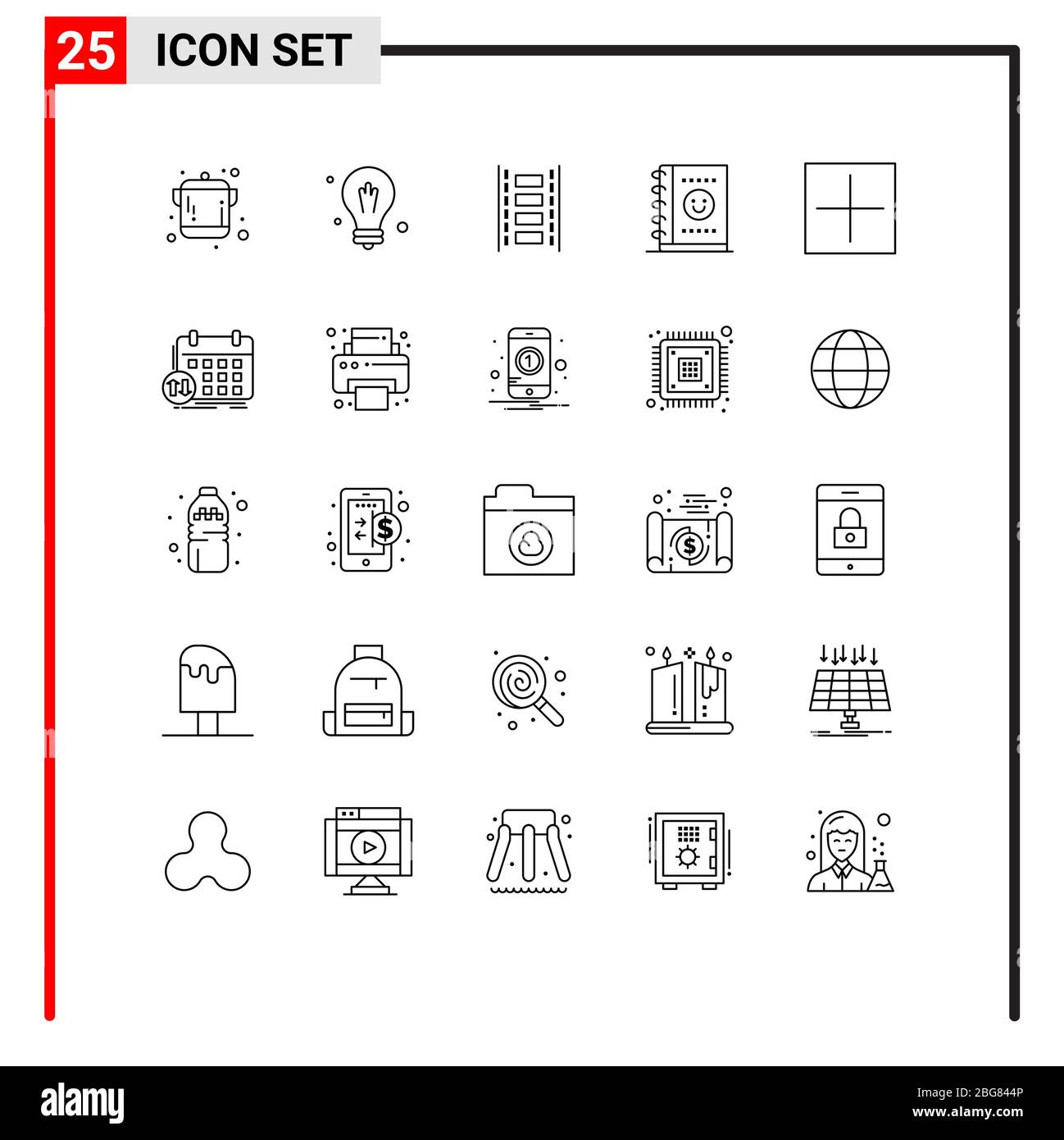 25 User Interface Line Pack of modern Signs and Symbols of schedule ...