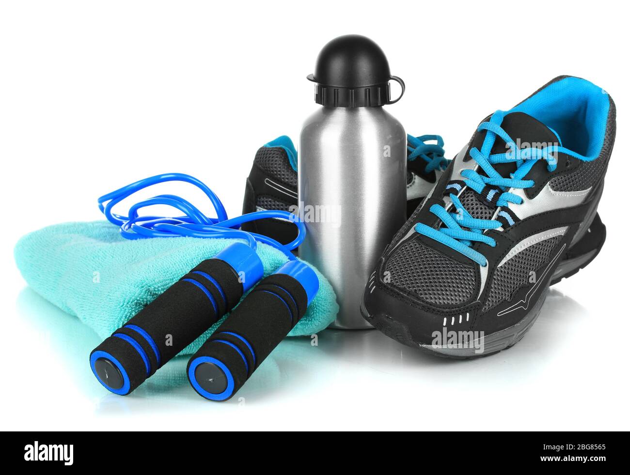 Different tools for sport isolated on white Stock Photo - Alamy